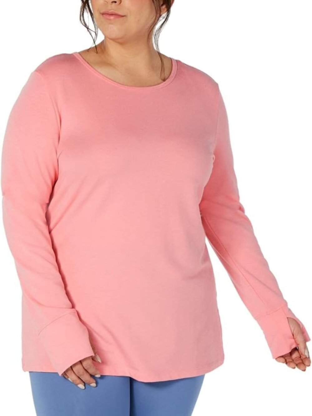 Ideology Womens Activewear Plus Size Crochet-Back Top Color Peach Kiss